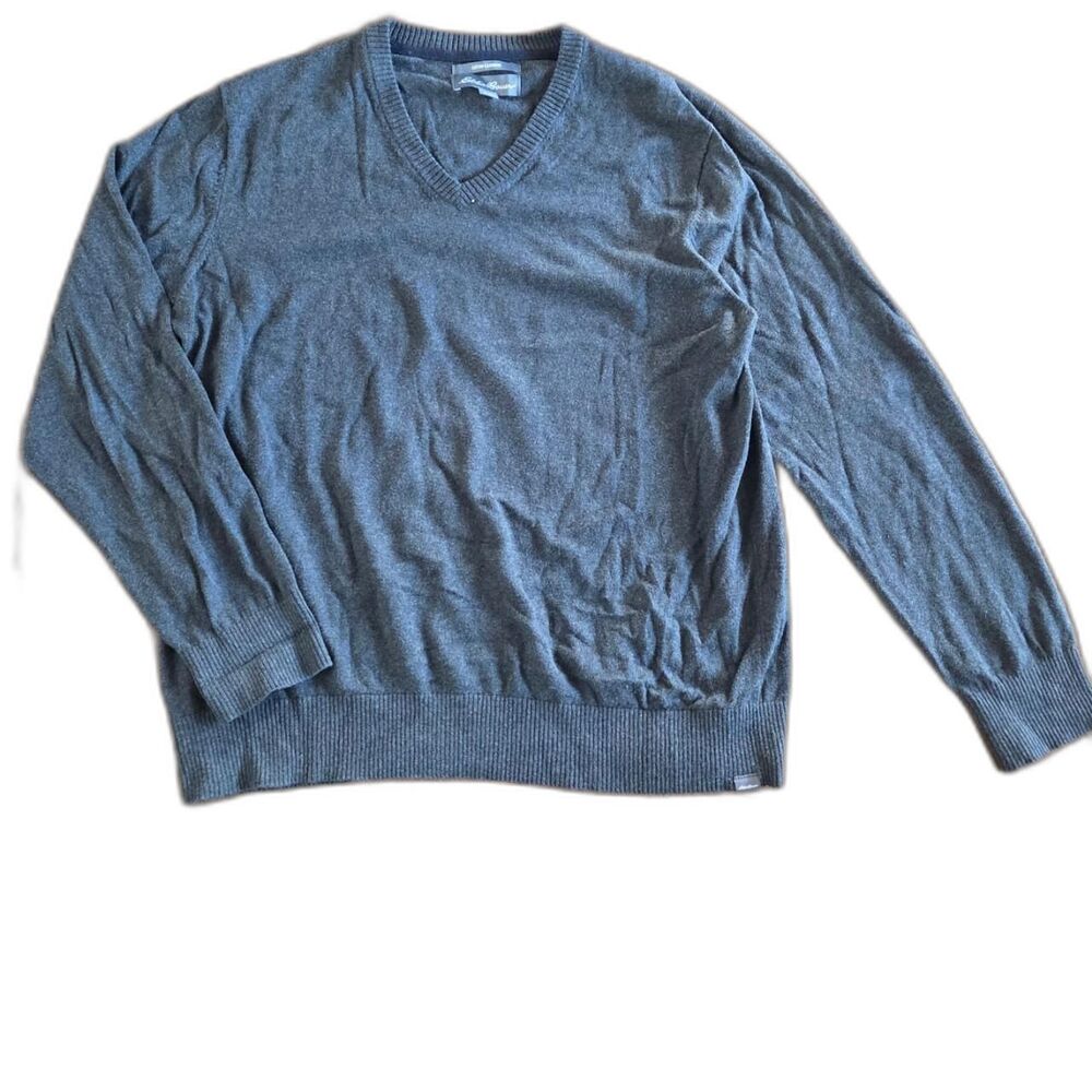 Eddie-bauer Men's Gray v-neck  cashmere blend sweater size XL